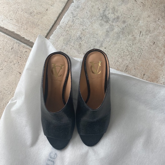 Signature by Vince Camuto Peep-Toe Leather Mules - Picture 7 of 9